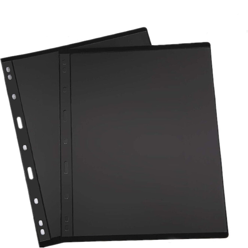 (1 Strip) 10 Sheet of Stamp Stock Pages w 9 Binder Holes - Black & Double Sided