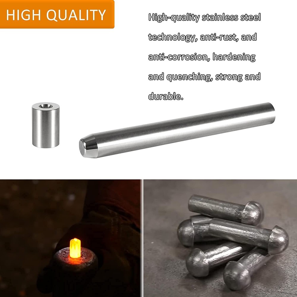 Blacksmith Rivet Doming Tool Set Top & Bottom 1/4" Blacksmithing Forging Tools