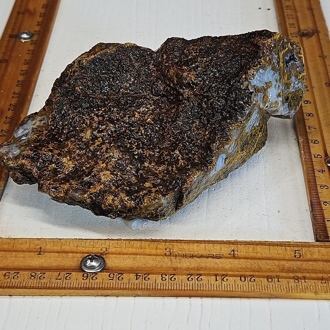 Agua Nueva agate rough. Beautiful light blue banded agate, with drusy 1LB 1.6oz.