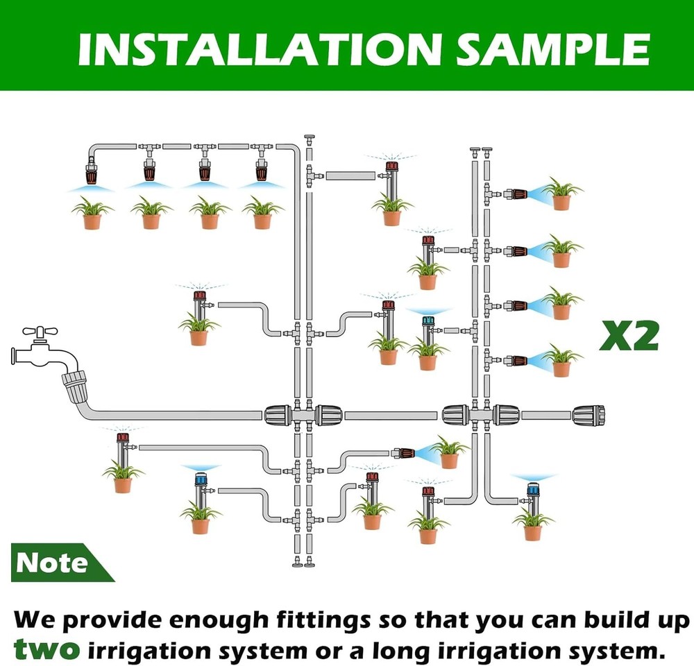 2-in-1 Drip Irrigation System, 250 Sq ft Coverage
