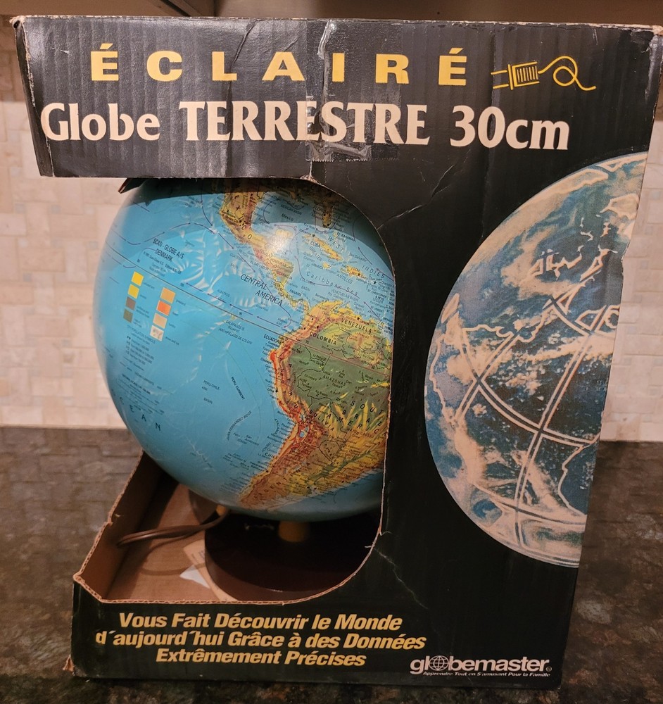 Vintage Replogle 12” Lighted World Globe with box, lightly used