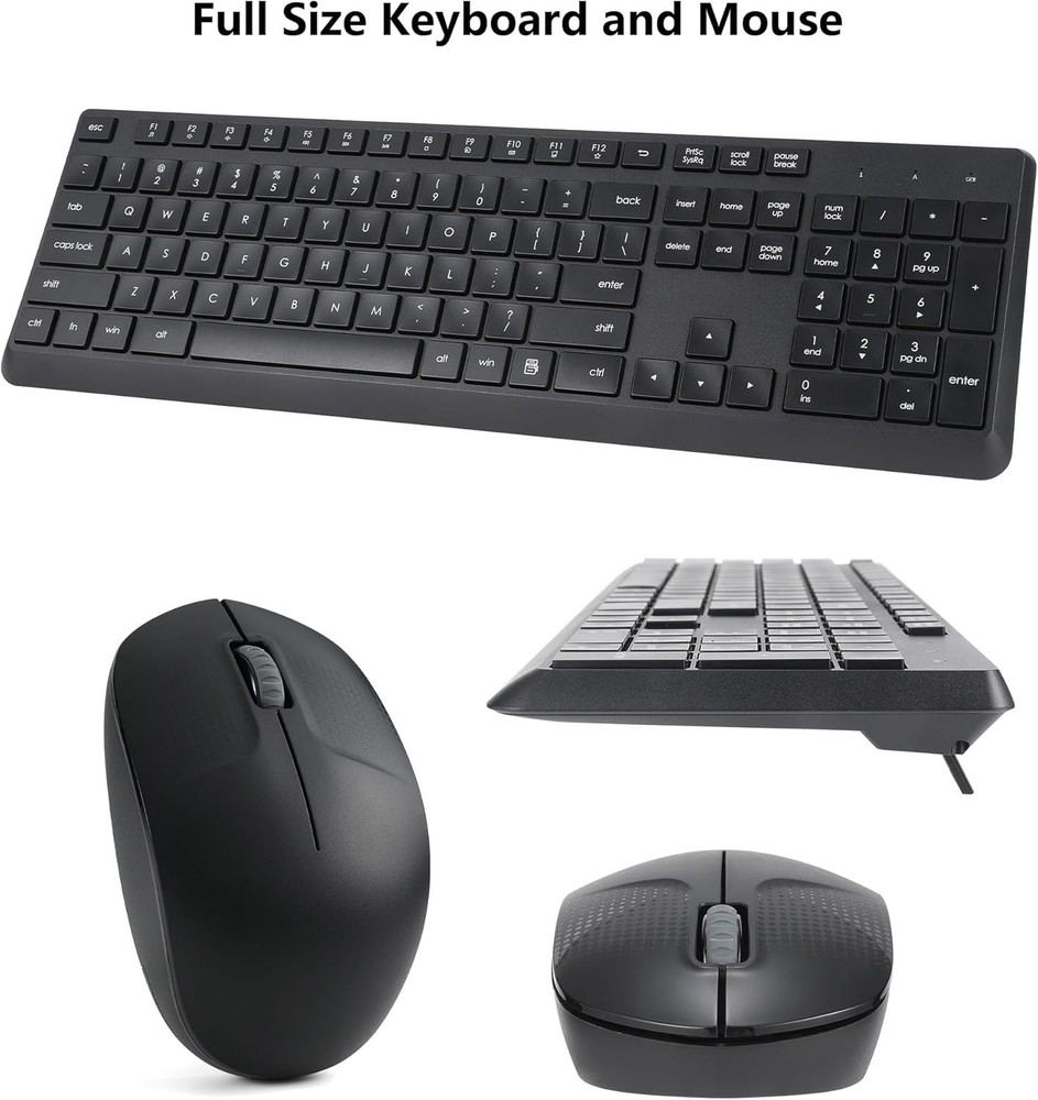 Wireless Keyboard and Mouse Combo for Windows 2.4G Full-Sized External Cordless