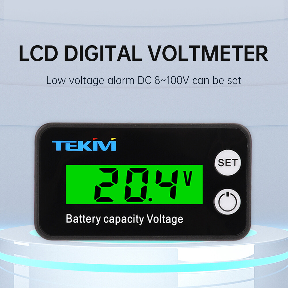 6136B High Precision LCD Battery Voltmeter Indicator Low Voltage Alarm Setting