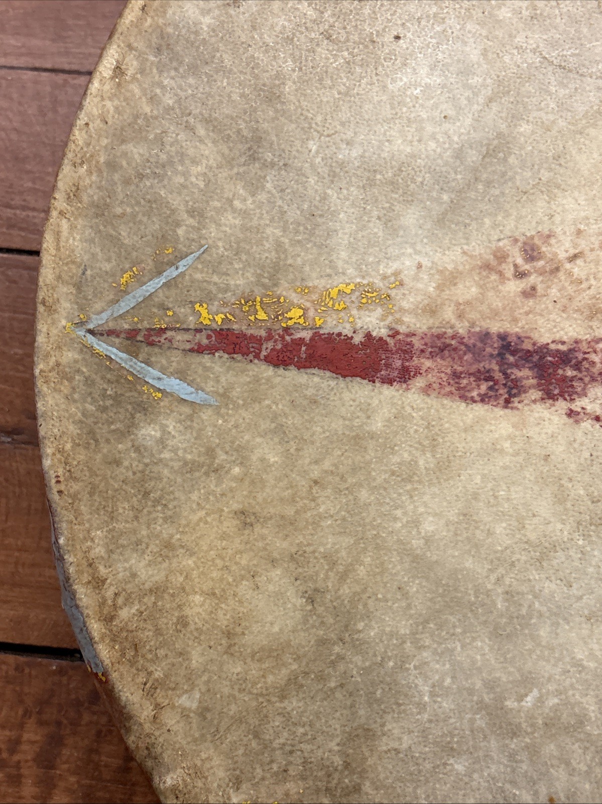 Antique Native American Plains Painted Drum Pictorial Morning Star Painted Drum