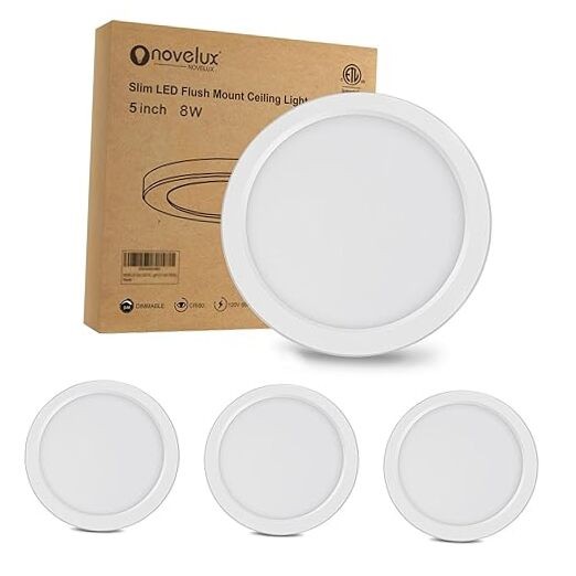 5" Flush Mount Ceiling Light Dimmable, 5000K White LED 5 inch 3 Pack White