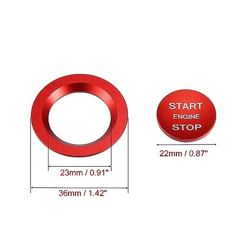 Engine Start Stop Button Cover Kit One Click Push Start Button Trim Red