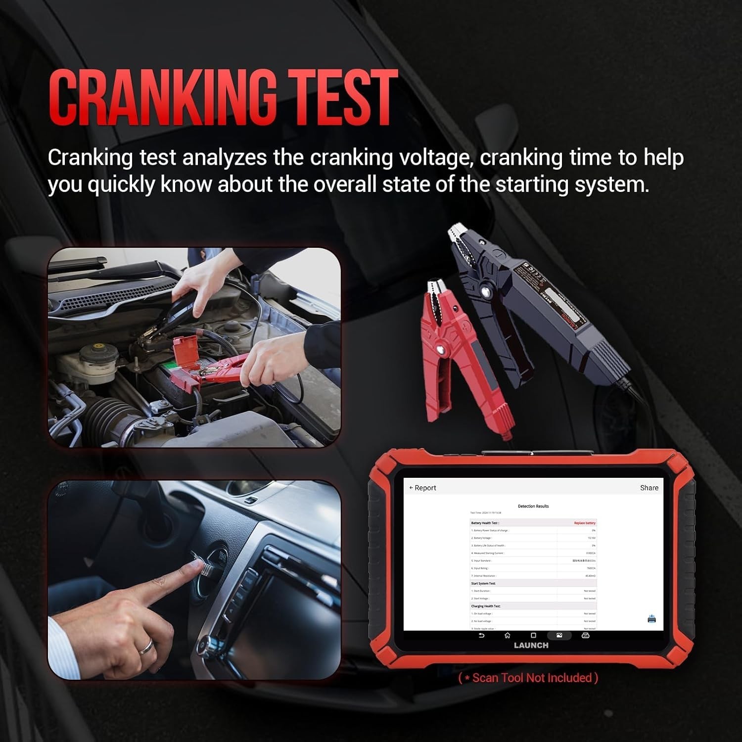 LAUNCH BST360 Car Bluetooth Battery Voltage Tester Automotive Cranking Charging*