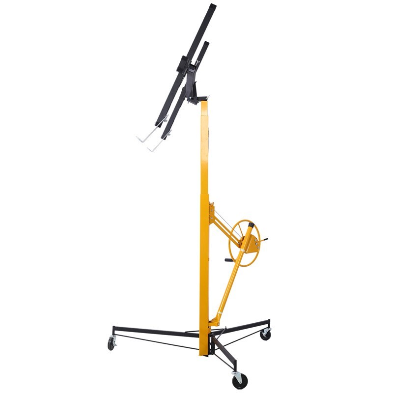 11FT Drywall Lift Plasterboard Panel Rolling Hoist Jack Lifter 150Lbs Lockable