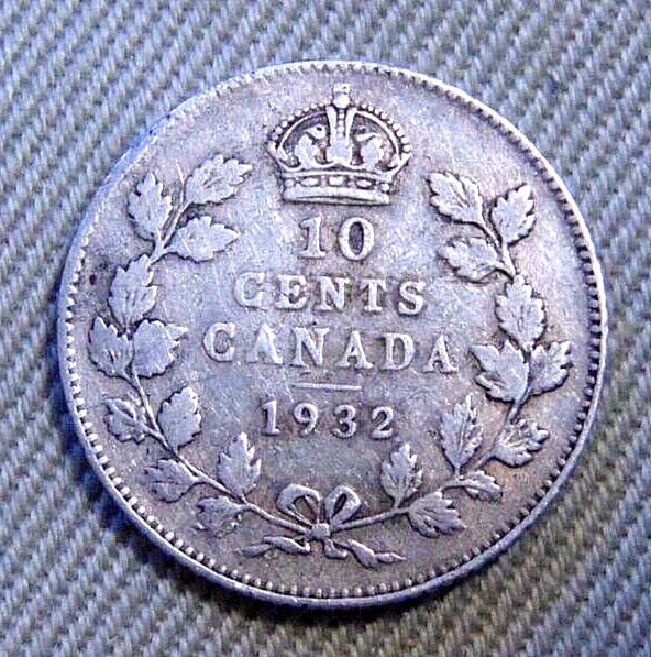 1932 Canada ten cents dime silver