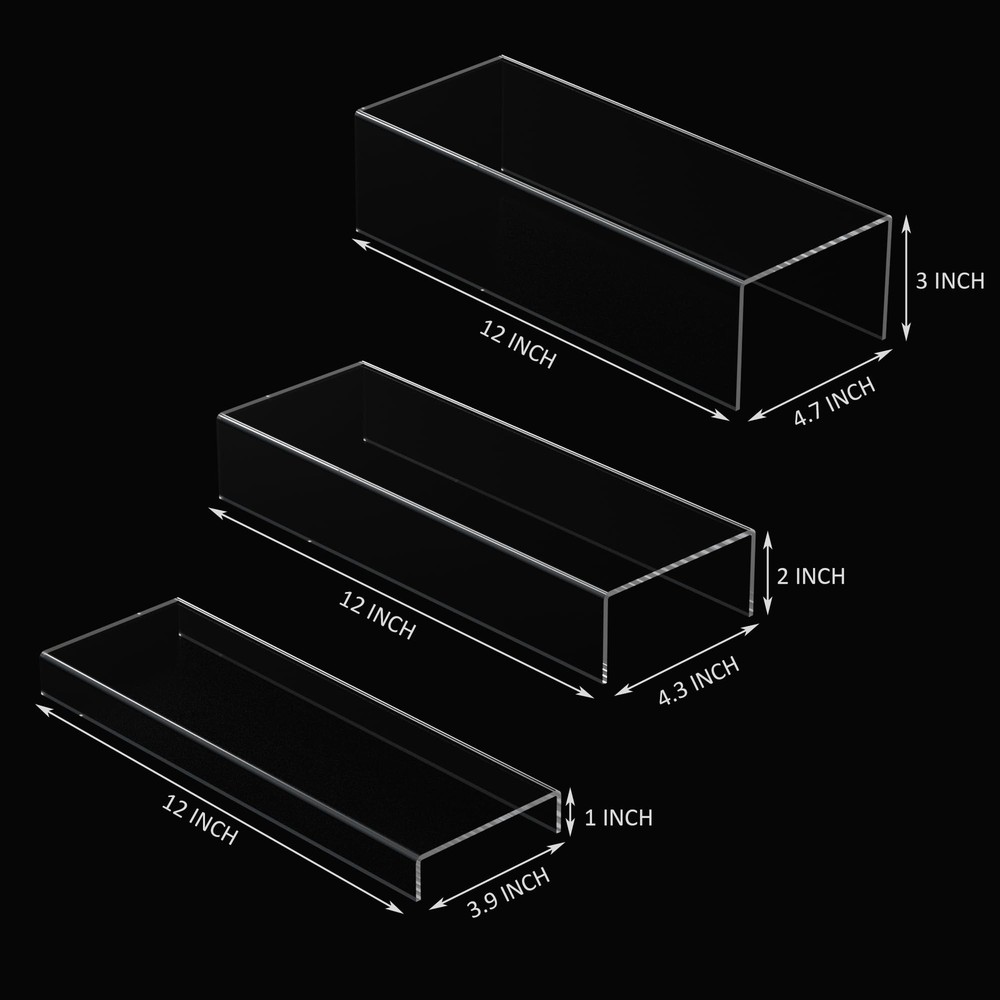 Rectangular Acrylic Display Risers Stands 3pcs, Dessert Table Display Rack, C...