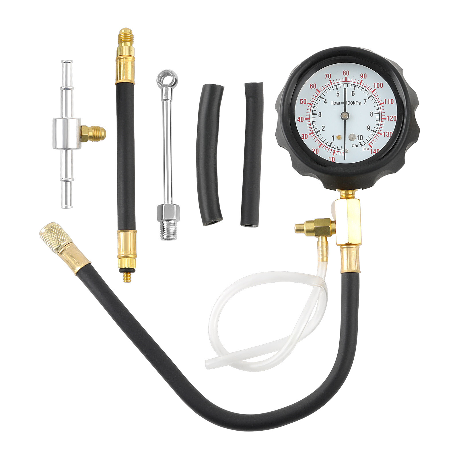 Universal Fuel Injection Gauge Pressure Tester Test Adapters Tool Kit