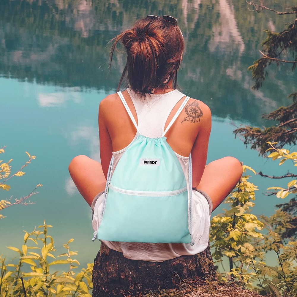 Drawstring Backpack String Bag Sackpack Cinch Water Resistant Nylon for Gym Shop