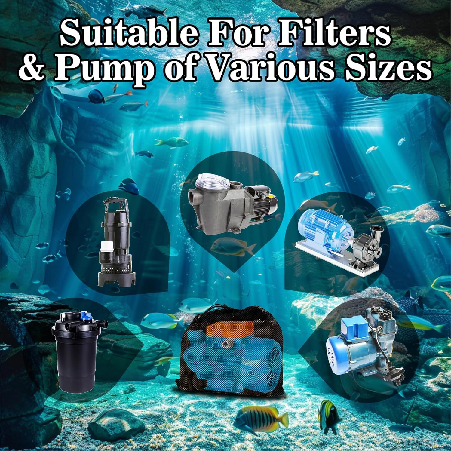 4PCS Pump Filter Mesh Bag – 17x17 in Pond Pump Barrier Bag for Pool, Aquarium