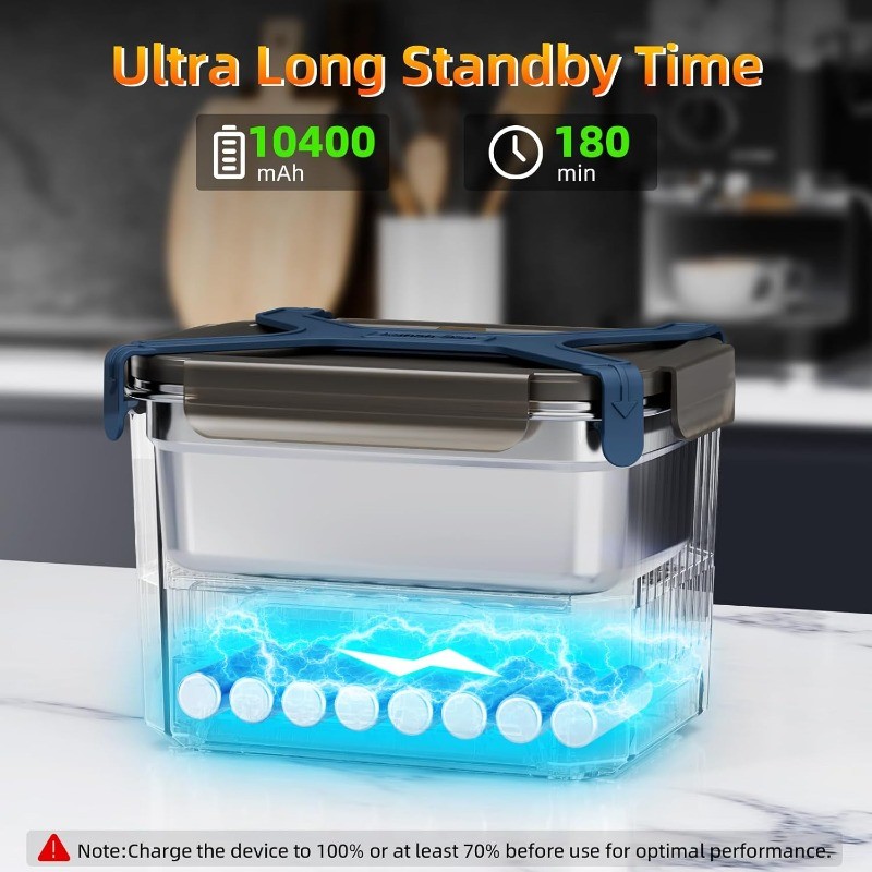 Electric Lunch Box, 1.2L Self Heating Lunch Box Battery Powered with Automatic