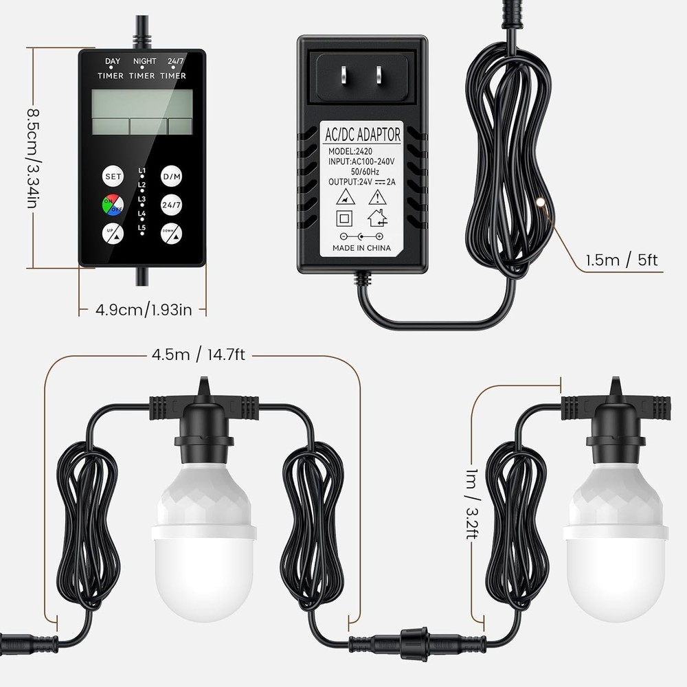 Chicken Coop LED Light with Timer Automatic Daylight Extender Lamp–New/Open Box