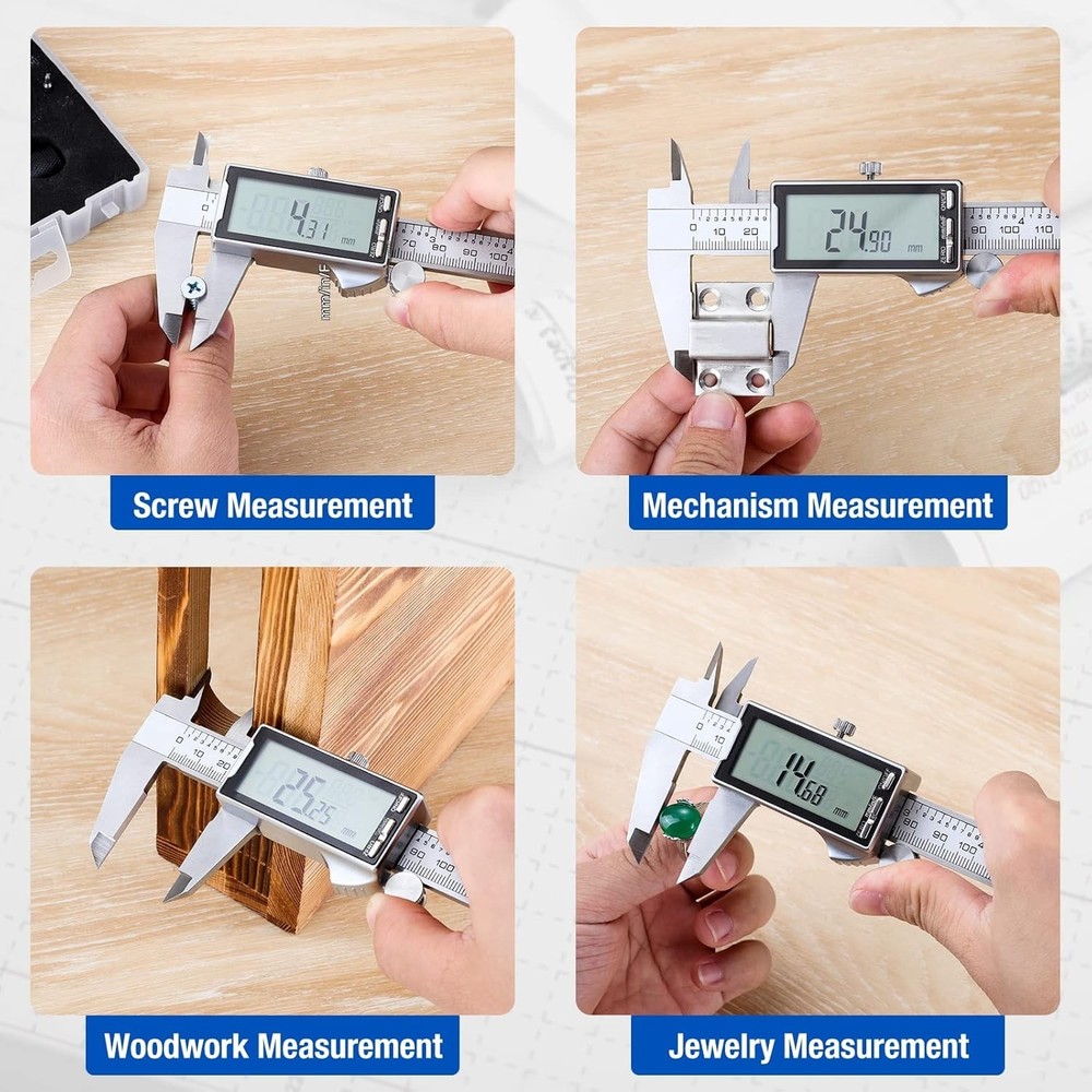 High-Accuracy 6" Digital Caliper with Depth Probe & Waterproof Stainless Design