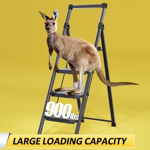 Step Ladder 4 Step Folding, 900lbs 4 Step Ladder with 4-step with handrail