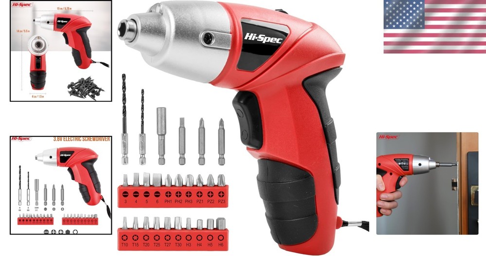 Efficient 3.6V Mini Electric Screwdriver & Drill Set for Home Projects - Red