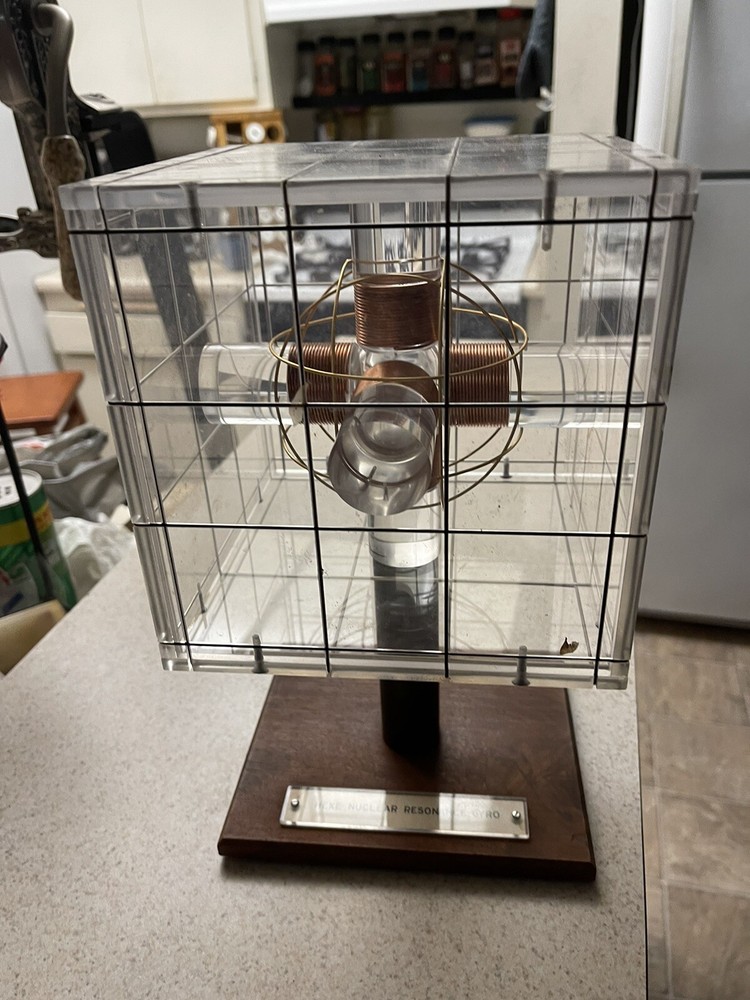 HEXE Nuclear resonance gyro in display case.