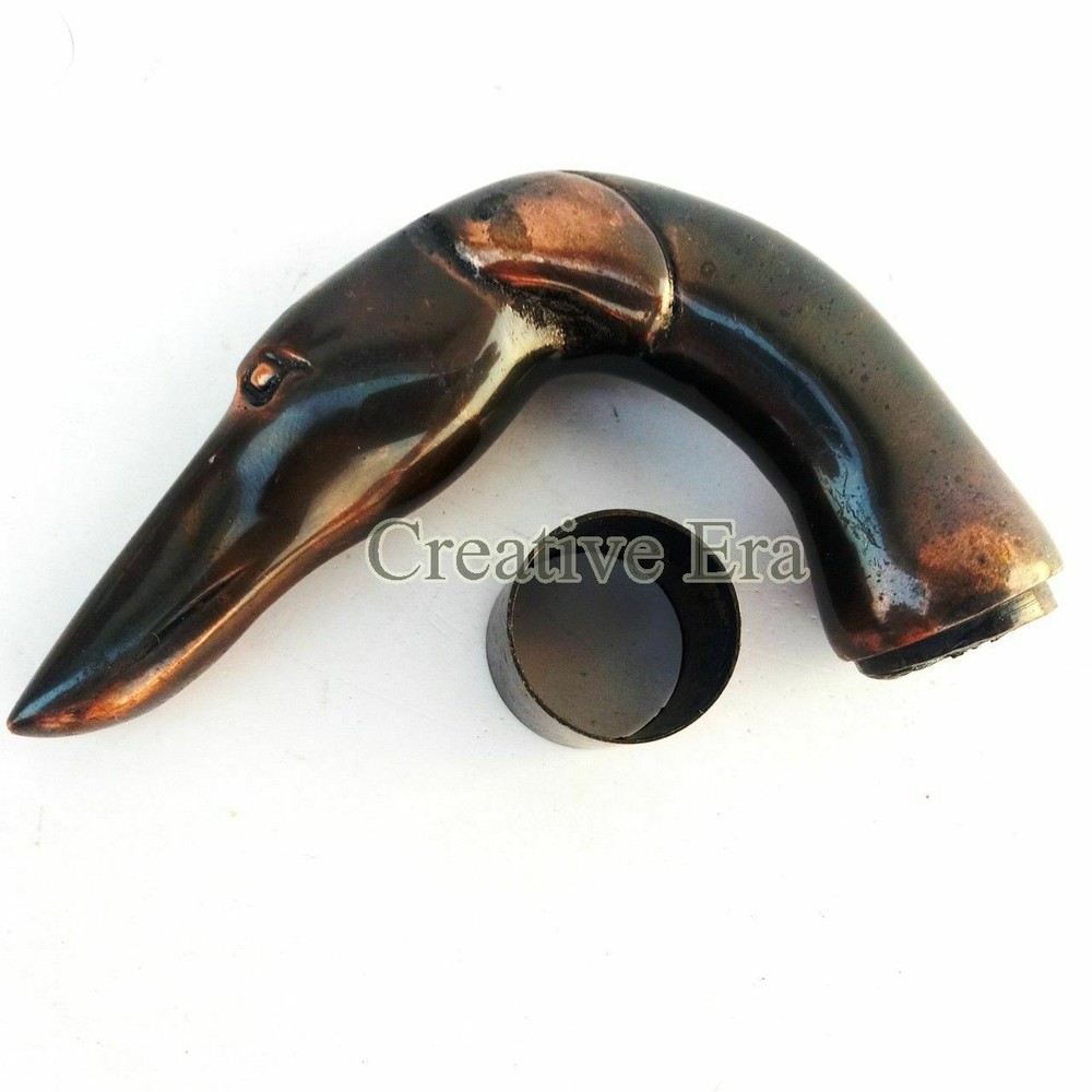 Antique Style Solid Brass Dog Head Only Handle For Walking Stick Canes Gift