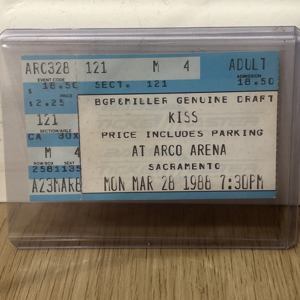 KISS Concert Ticket Stubs '88, 1988 Sacramento, CA AT Arco Arena 3/28/1988