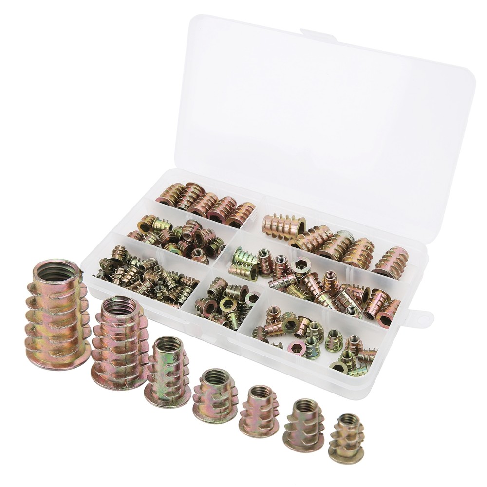 100Pcs Hex Socket Drive Insert Nuts Set Thread Screw Fasteners M4/M5/M6/M8/M10