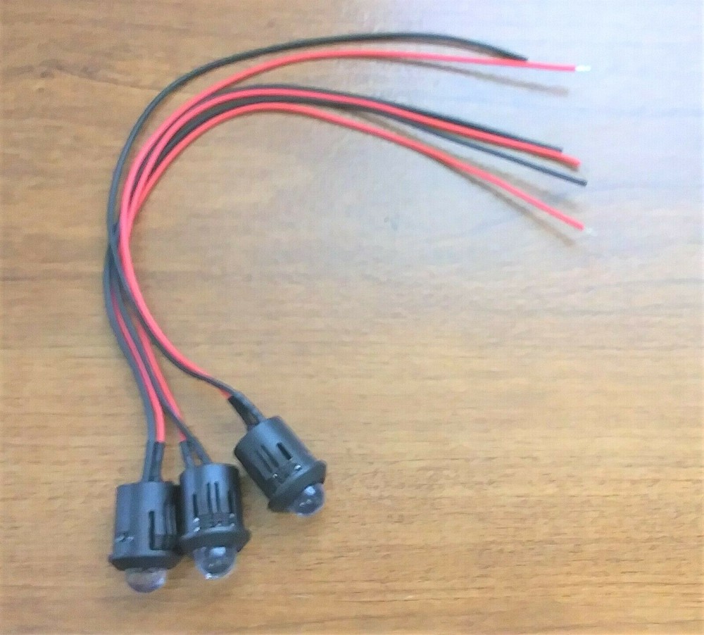 3 BBT 12 volt DC Bright Yellow LED 1/2" Snap In Indicator Lights