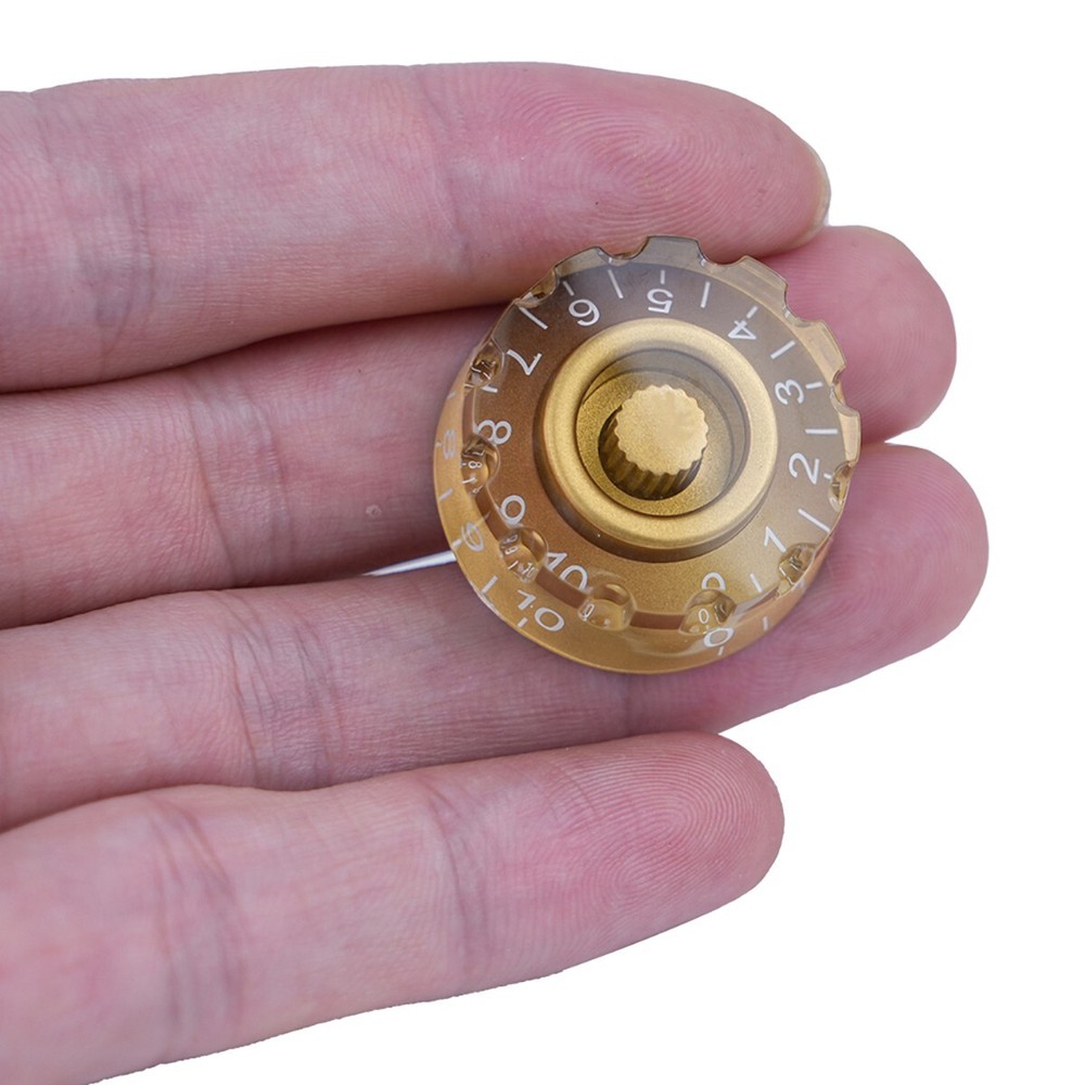 4Pcs Speed Control Knobs Embossed Gold Guitar Knobs Bass Knobs Gear Shape Knobs