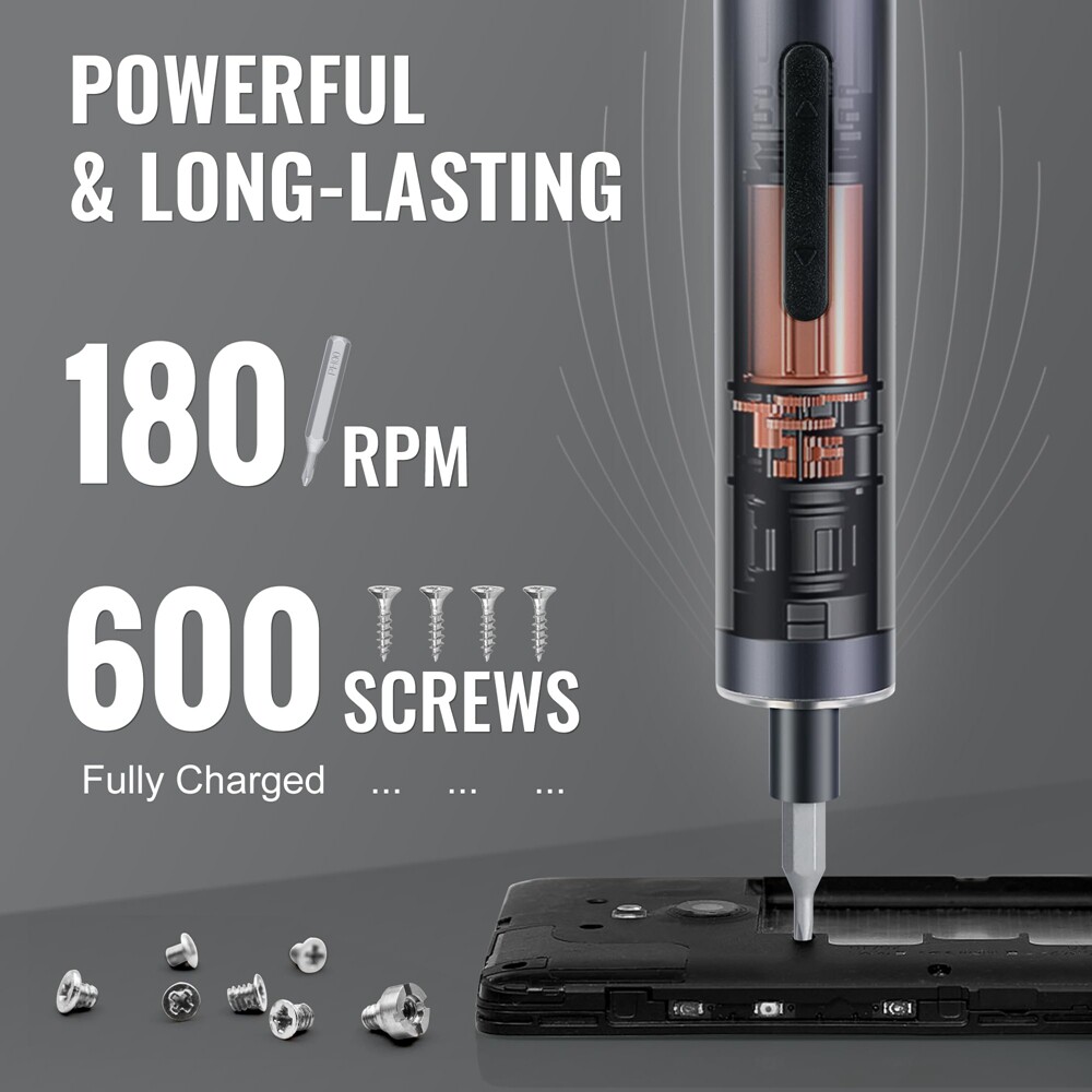 WORKPRO 22PC Mini Precision Electric Screwdriver Set S2 Steel Bit LED Work Light