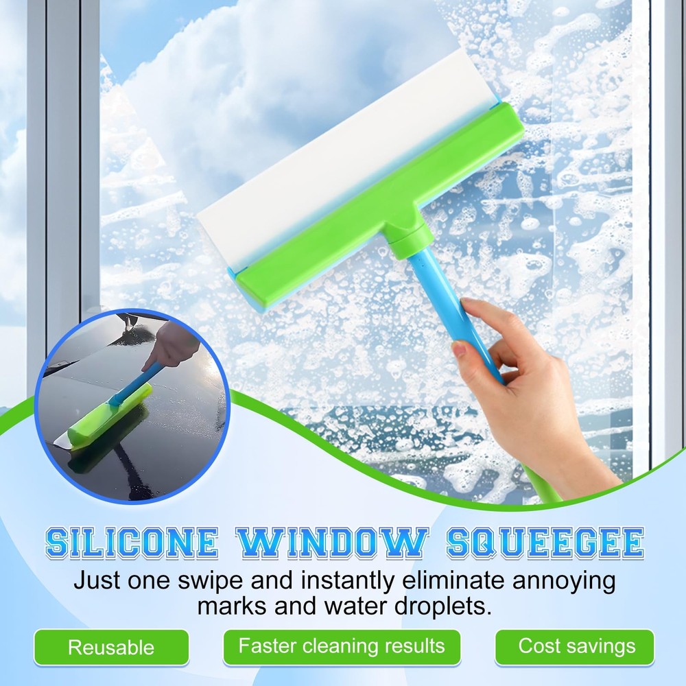 Alisanda Recyclable Silicone Window Squeegee Kit, Cleaning Green