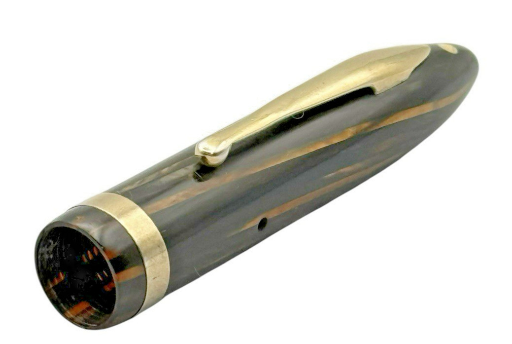 Vintage Sheaffer White Dot Balance Fountain Pen Golden Brown Striped Restored