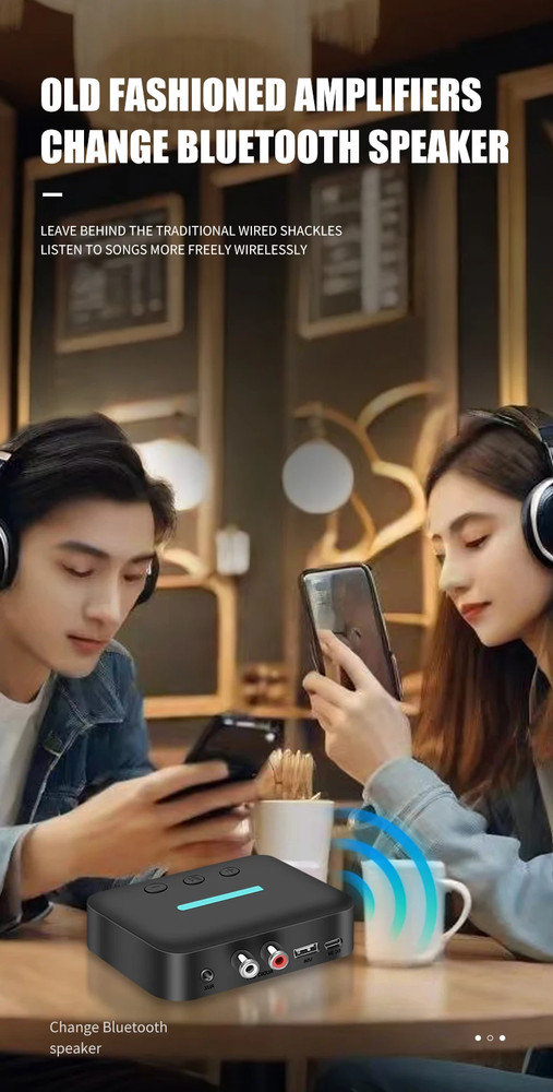 Bluetooth 5.3 Transmitter Receiver 3.5mm AUX RCA For Desktop Speaker Amp