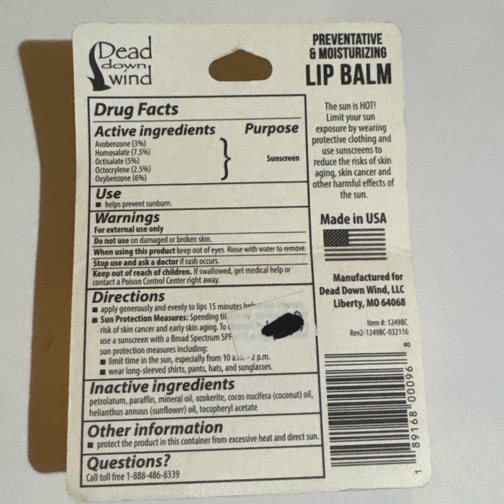 Dead Down Wind Moisturizing Oderless Lip Balm With SPF 30 Sunscreen 2 Pack