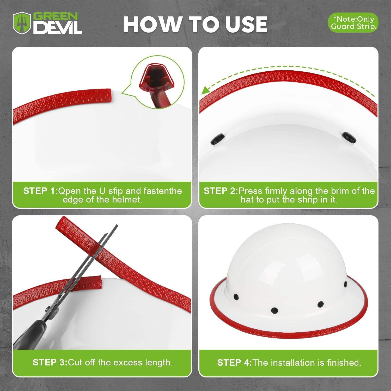 GREEN DEVIL Full Brim Guard, Hard Hat Guard Strip,Hard Hat Accessories for Stren