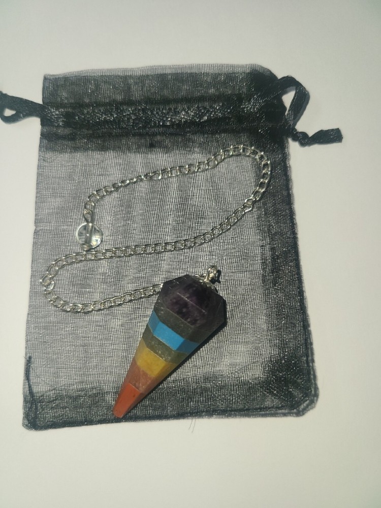 7 Chakra Faceted Cone Crystal Dowsing Pendulum Divination Tool