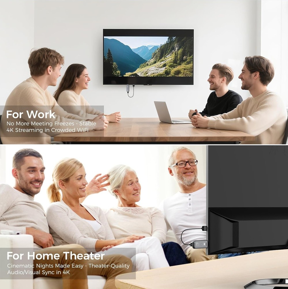 Wireless HDMI Transmitter & Receiver, 4K Decode, 1080P Output for Easy Streaming