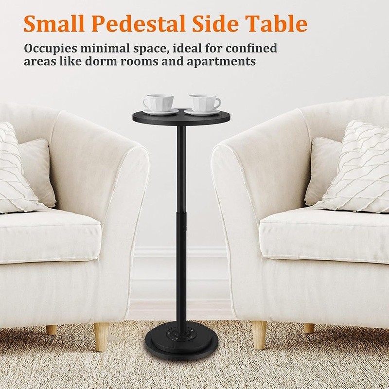 Height Adjustable Side Table Compact Round Drink Table Couch Bed Snack Tray New