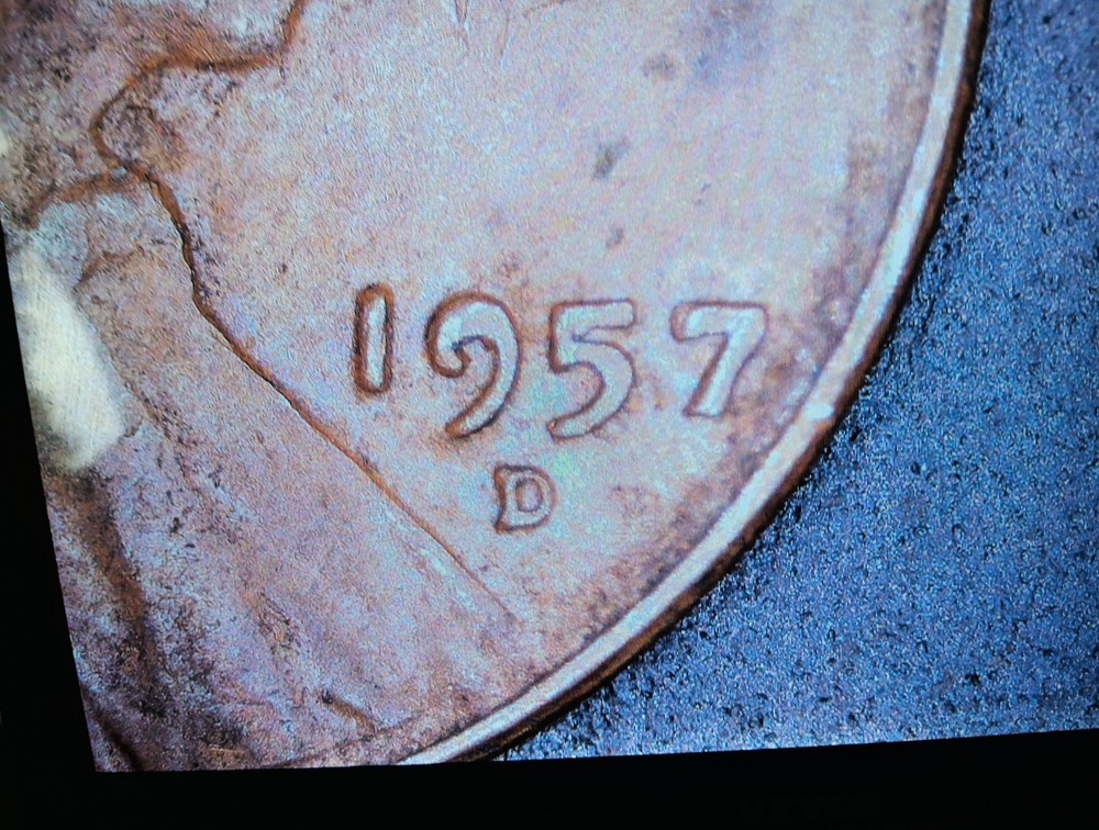 1957-D Lincoln Wheat Cent Die Chip Error On B And 9