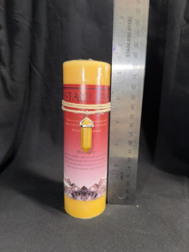 Stability Candle with Mookaite Pendant
