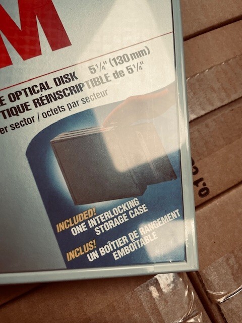 3M REWRITEABLE OPTICAL DISK 5 1/4" 130MM 2.6GB WITH CASE SEALED 5 PACK BOX
