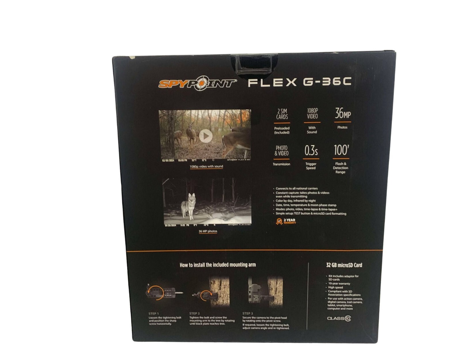 SpyPoint Cellular Camera Flex G-36C Elite Bundle 36 MP 1080P All Carriers No Fee