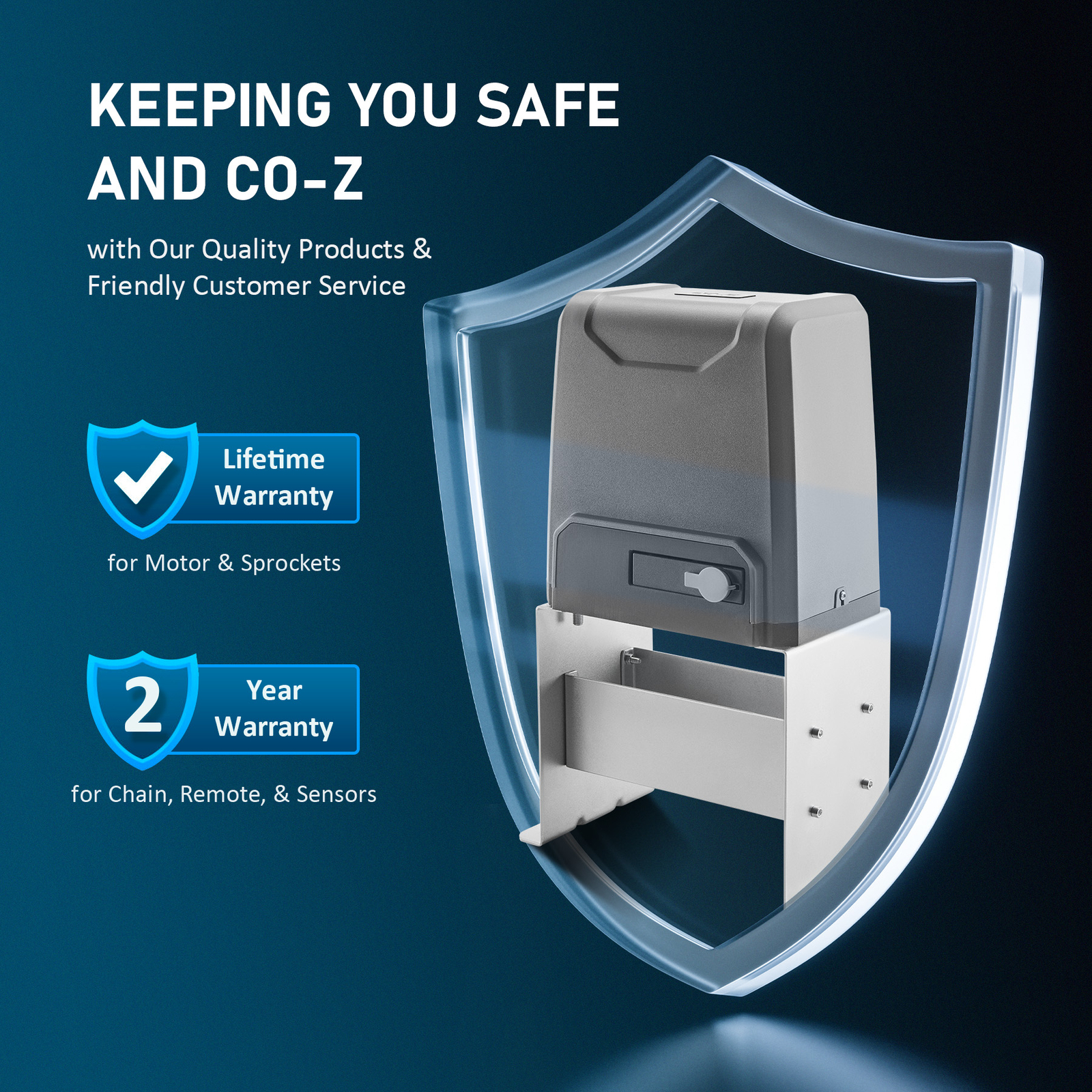 CO-Z 4400lb APP Control Automatic Sliding Gate Opener with Keypad & 4 Remotes