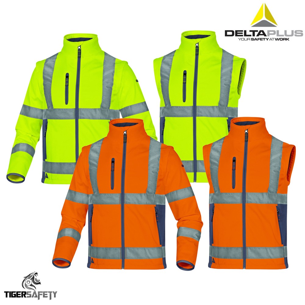 Delta Plus Moonlight 2 High Visibility Softshell Jacket Coat Removable Sleeves