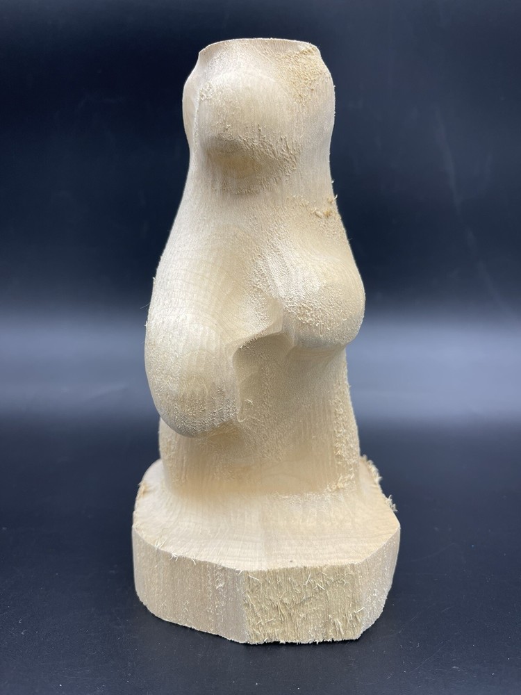 Solid Natural Wood Carvable 3D Bear Unfinished 7.25" x 3"