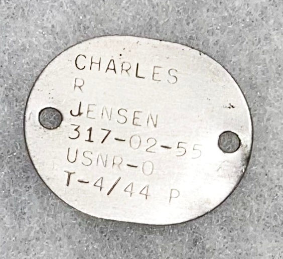 WWII USNR Charles Jensen T-44 Single Dog Tag