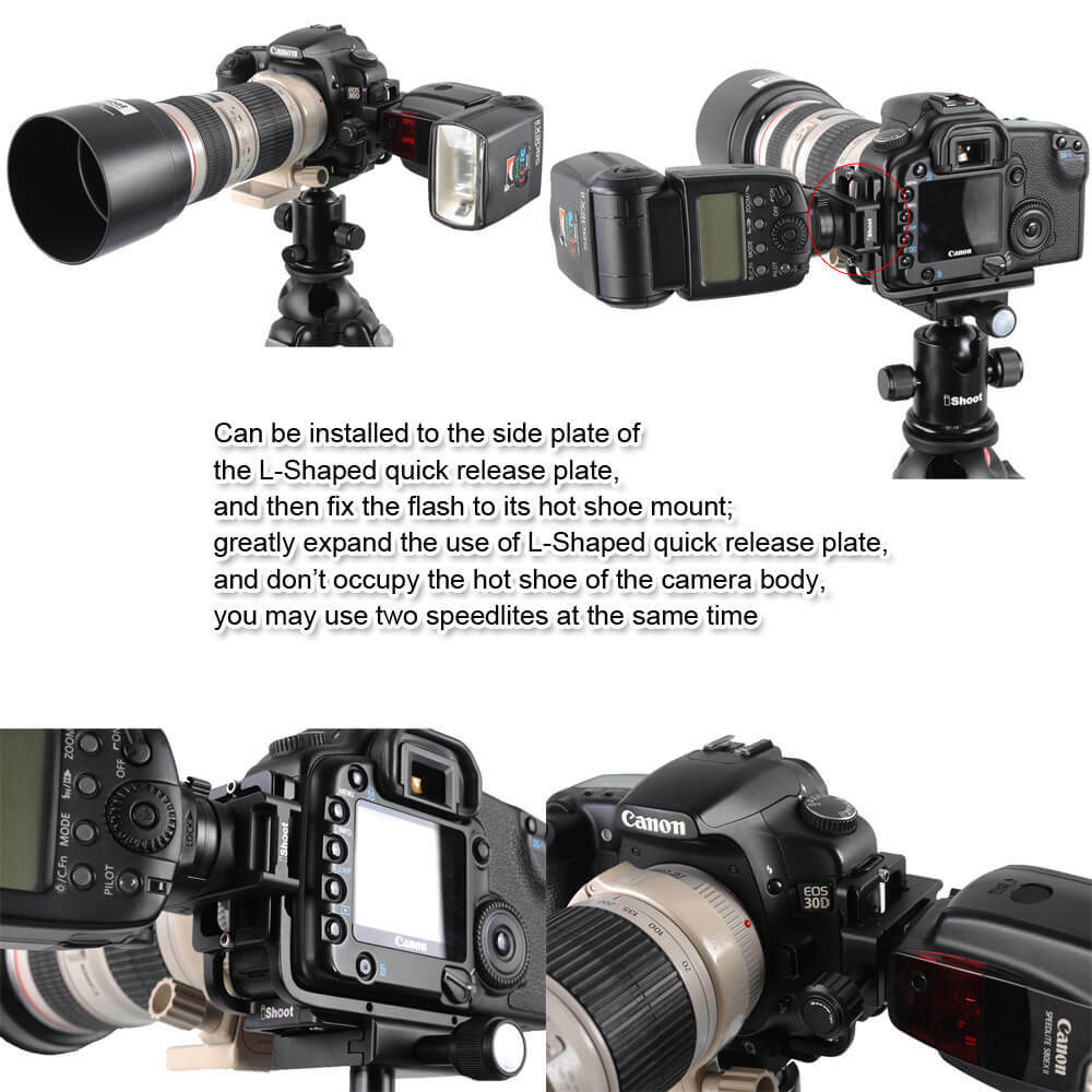 Speedlite flash bracket Hot Shoe Mount for iShoot Camera L Quick Release Pate