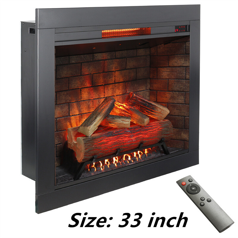 33" Infrared Electric Fireplace Touch Panel with Trim Kit & Fire Cracking Sound