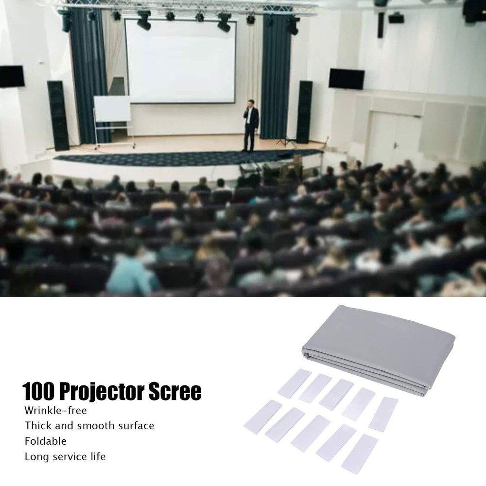100 Inch Projector Screen Foldable Wrinkle Free Double Sided Premium Material