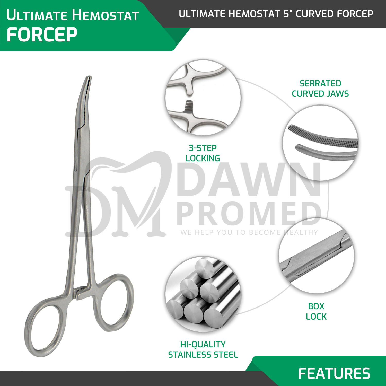 10 Pcs Mosquito Hemostat Locking Forceps 5" Curved & Straight Surgical German GR