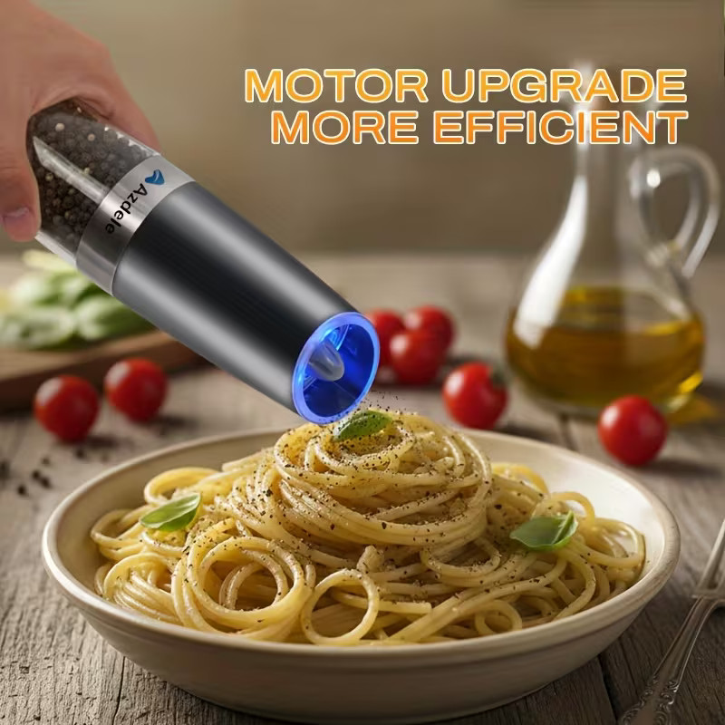 2 Pack Gravity Electric Salt and Pepper Grinder Mill Shaker Adjustable Automatic